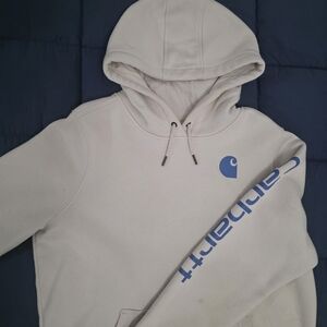 Carhartt Off-White Hoodie with Blue Accents